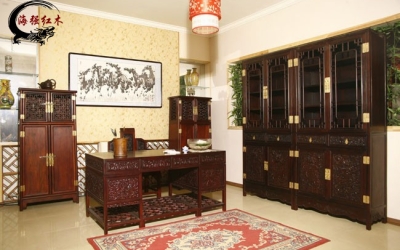 浙江紹興書(shū)畫(huà)院紅木家具書(shū)桌書(shū)柜
